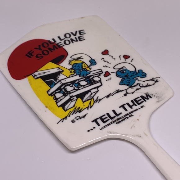 Vintage 80’s Wallace Berrie Smurf Toy Hand Mirror If You Live Someone Tell Them - Picture 4 of 5